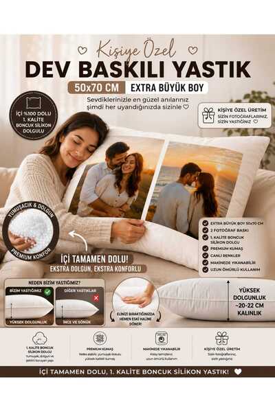 imkaya KİŞİYE ÖZEL 50X70CM DEV YASTIK - İÇİ 1.KALİTE BONCUK SİLİKON DOLU DOĞU...