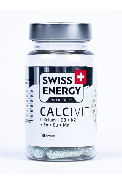Swiss Energy كالسيفيت، كالسيوم مع فيتامين د3 وك2 للعظام، 30 كبسولة
