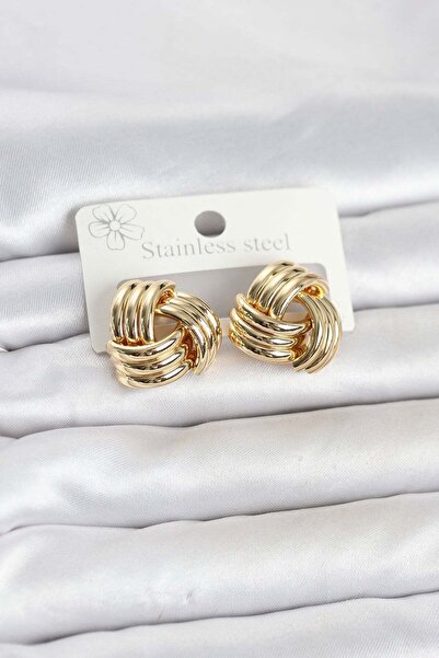 Generic Brand 316L Steel Gold Color Spiral Model Women's Earrings