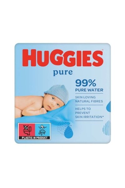 Huggies Set de 3 pachete de șervețele umede cu fibre de celuloză și textură groasă, fără parfum, alcool și parabeni
