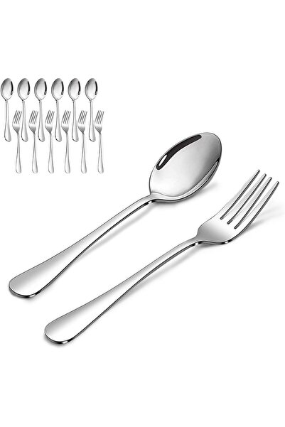 Generic Stainless Steel Spoon and Fork Set, 12-Piece Silverware for 6, Dishwasher Safe Cutlery Set, Mirror Finish Dinner Spoons & Forks for Home/Restaurant