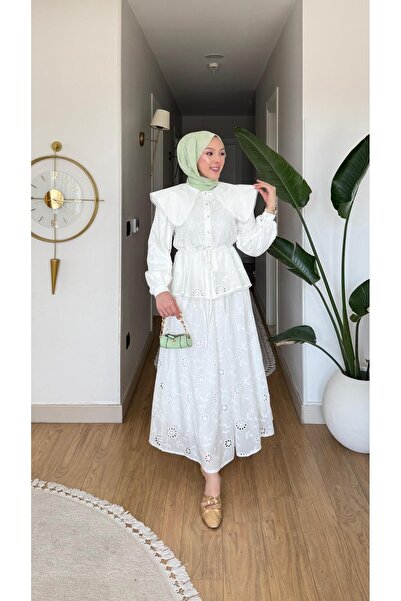 NİLNUR MODA New Season Alya Fisto Collar Detailed Suit with Lining