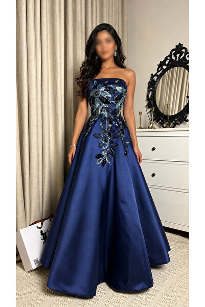 TOP BERLANTY Off Shoulder Long Evening Dress with Floral Appliques and Shimme...