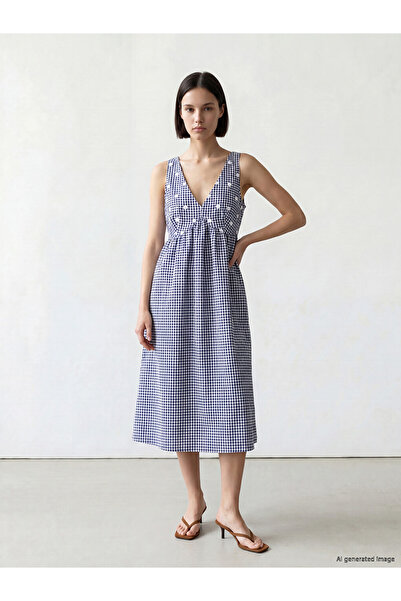 LC Waikiki V Planted Checkered Embroidered Dress for Style Enthusiasts from U...