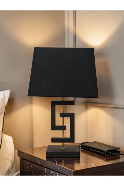 sahal aloula Modern Geometric Black and Gold Table Lamp Shade - Rectangular C...