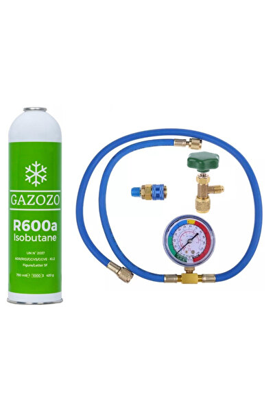 Litago Set umplere agent frigorific R600a, Litago, 650 ml, 2 furtunuri, manom...
