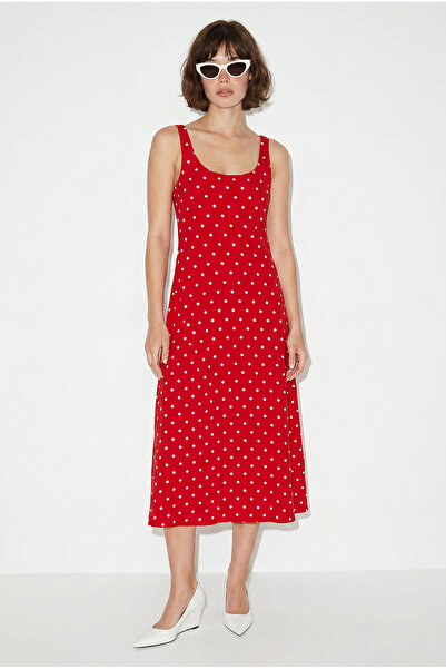 Bianco Lucci Women's Polka Dot Viscose Midi Dress with Back Tie Detail 4135 6...