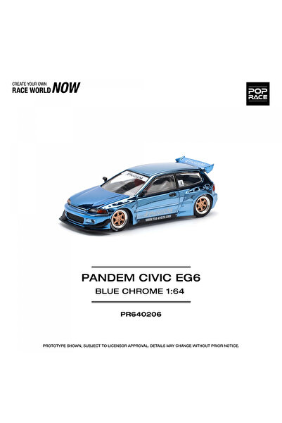 pop race 1 Pop Race PR40206 1/64 Pandem Honda Civic EG6 Blue Chrome