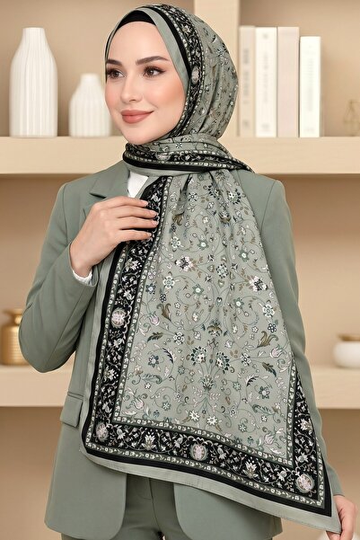 hadiora Women's Green Floral Patterned Soft Shawl