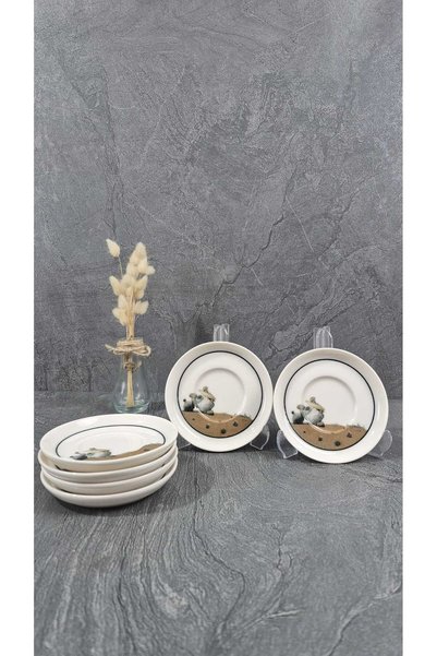 Tezyinat Wood Kaya Zühre Porcelain 6-Piece Tea Plate