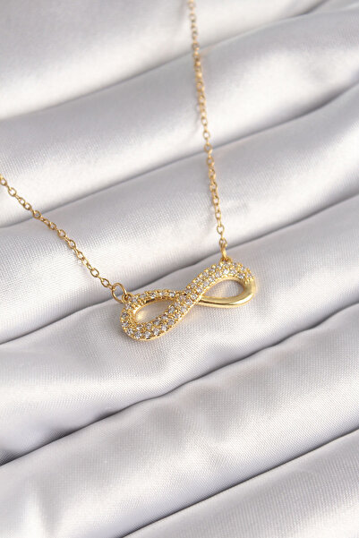 OGHAMAY 316L Steel Gold Color Chain Zircon Stone Infinity Model Women's Necklace
