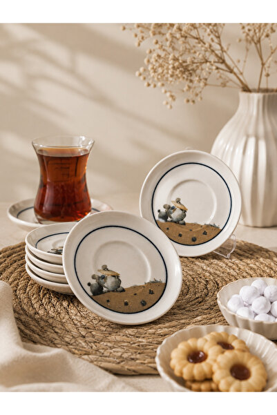 Tezyinat Wood طقم أطباق شاي من البورسلين من كايا زوهري، 6 قطع