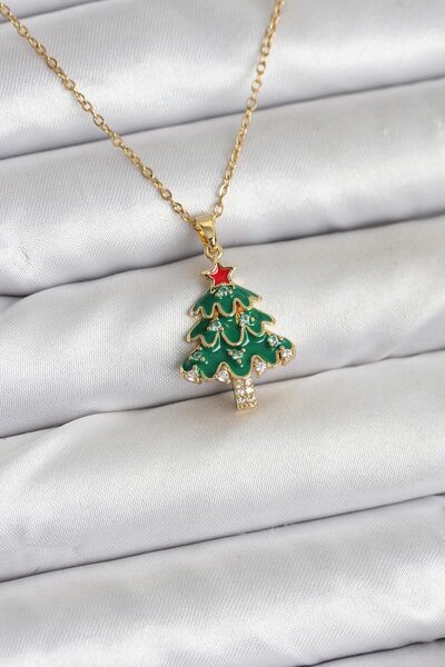 OGHAMAY 316L Steel Chain Gold Color Pine Tree Model Christmas Themed Women's ...