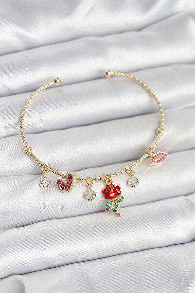 OGHAMAY Rose Charm Gold Color Brass Women's Bracelet