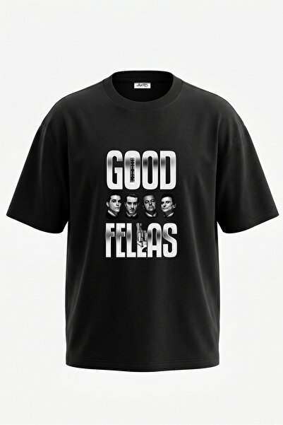 Anetos Dizajn filma Goodfellas, pamučna crna oversize majica sa zadnjim štamp...