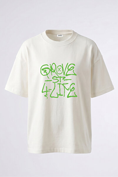 Anetos Tricou supradimensionat din bumbac alb cu imprimeu pe spate Grove Stre...