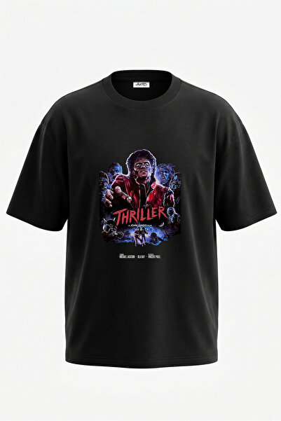 Anetos Michael Jackson Thriller_1 dizajn, pamučna crna oversize majica sa šta...