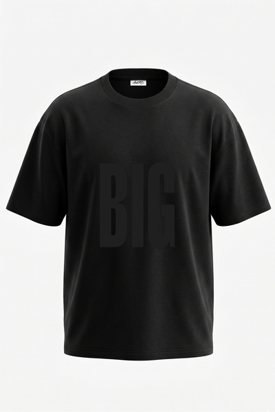 Anetos Think Big Design Back Printed Cotton Black Oversize T-Shirt