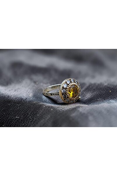 Rubino Silver 925 ayar gümüş Kadın yüzük - Sitrin Taşlı Kadın Yüzük - Bronz D...