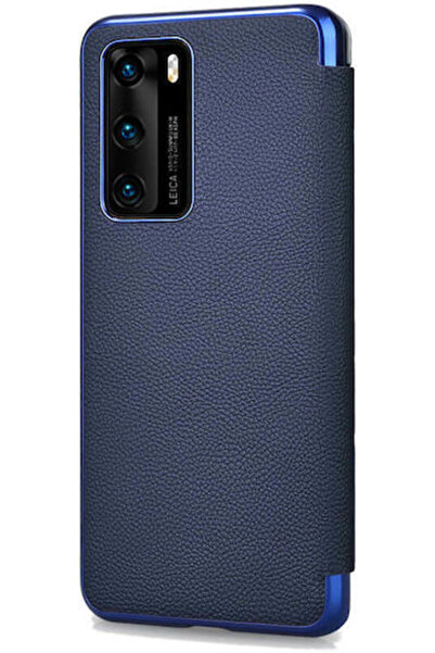 ICARER Γνήσιο δέρμα με υφή βιβλίου / Πλαστικό μπλε (Huawei P40) Κωδικός: RHP4...