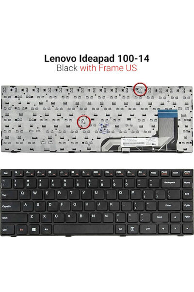 LENOVO Πληκτρολόγιο φορητού υπολογιστή για Ideapad 100-14 με πλαίσιο και αγγλ...
