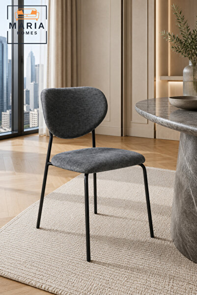 MARIA HOMES Modern Dining Chair Upholstered Fabric Kitchen Chair Metal Legs f...