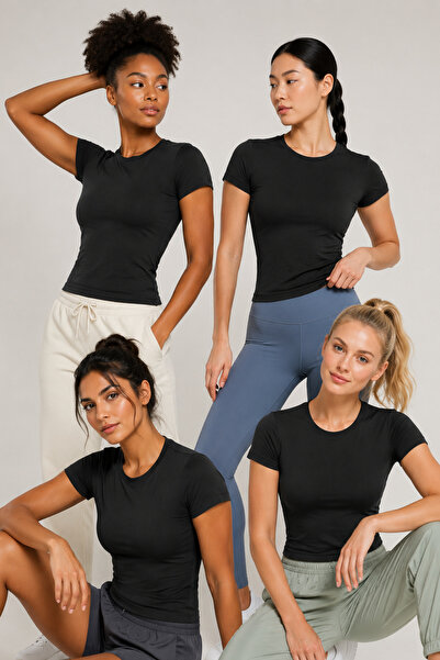 Loule Women's Crew Neck Short Sleeve 4-Pack Basic T-Shirt - Cotton & Modal St...