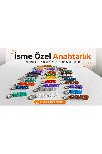 Fovea Design Kişiye Özel 3D Baskı İsim Anahtarlık, Renk Seçenekli Özel Tasarı...