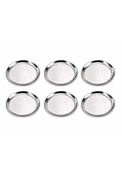 SUNVERA ÇELİK 6'lı Mini Servis Tabağı 12 cm Gümüş Renk Paslanmaz Çelik Tatlı ...