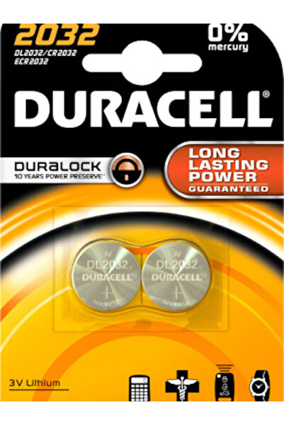 Duracell Μπαταρία Ρολογιού Λιθίου Μεγάλης Διάρκειας CR2032 3V 2 τεμάχια
