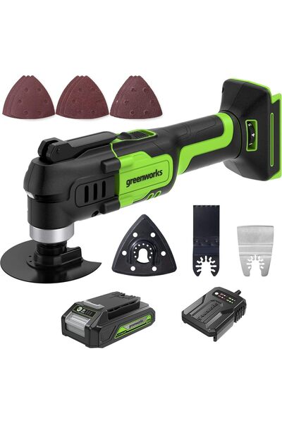 GREENWORKS 4-in-1 Cordless Multi-Tool for Sawing, Grinding, Scraping, and San...