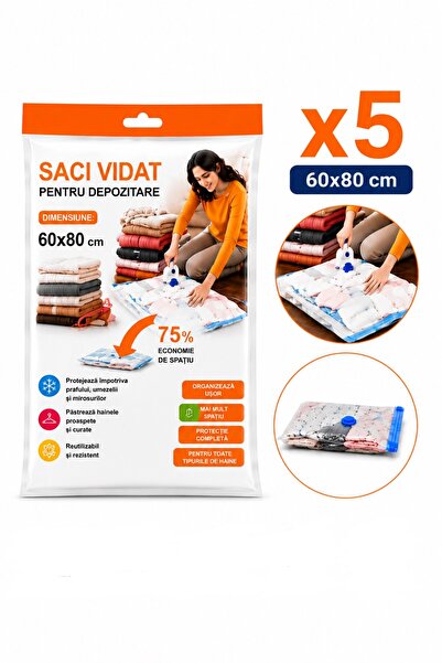 OEM HomeRoy – Set 5 Bucăți Saci Vacuum pentru Haine 60X80cm
