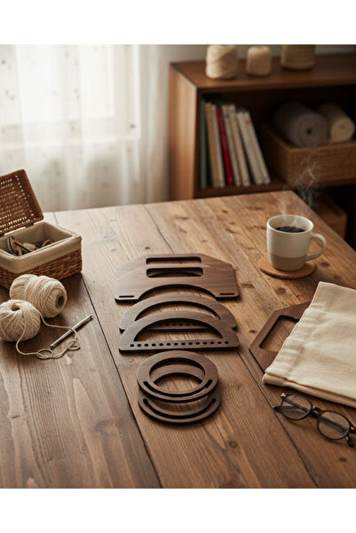 ih ihra 3 Pairs (6 Pieces) Wooden Bag Handles - Mdf Bag Handle Set - Handmade...