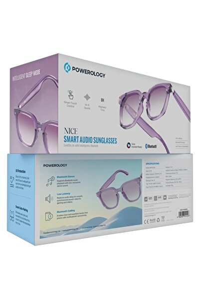Powerology نظارات شمسية ذكية أنيقة باللون الأرجواني