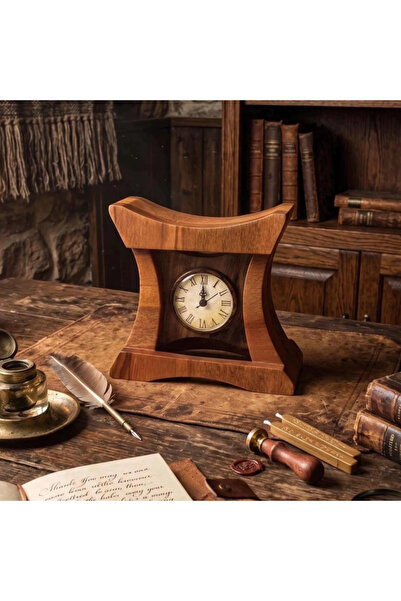 Morgen Craft Vortis Ahşap Masa Saati - %100 El Yapımı - Gürgen ve Ceviz Ağacı...