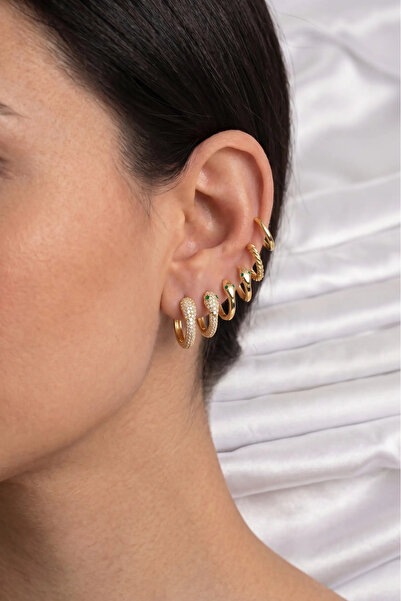 Dorvina Brass Gold Color Snake Model 6-Piece Women's Earring Set
