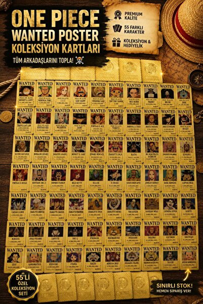 CANTEX TECH One Piece Game Card - Wanted Poster Gold Collection Card 55 Pcs