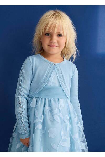 Abel & Lula Mayoral Abel Lula Girl's Mercerized Evening Dress with Bolero Blue