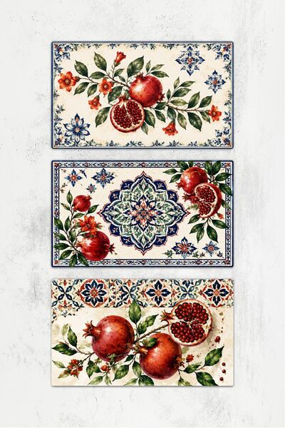 Decorita 3-Piece Glass Cutting Board |   Traces of Abundance Pomegranate Flow...
