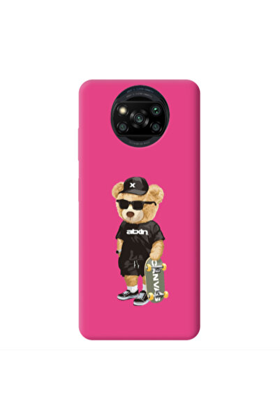 Other Xiaomi Poco X3 /X3 Pro Bear with glasses Fuchsia Colored Silicone TPU Θήκη
