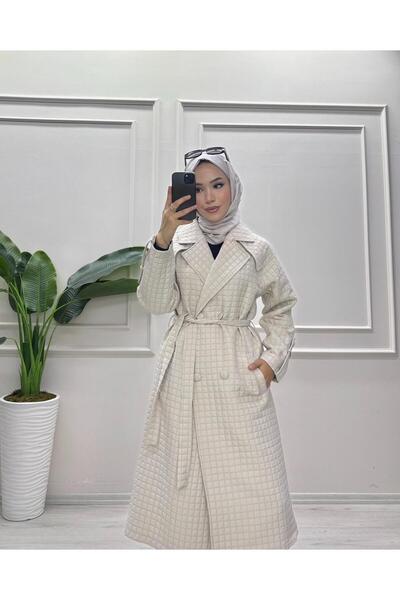 moda acar Quilted Buttoned Trench Coat