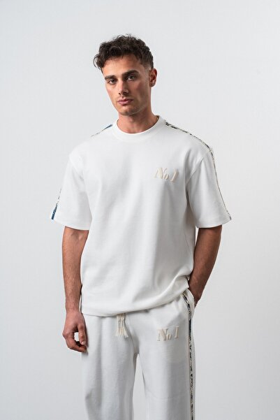 Respire Erkek No1 Şerit Detaylı Regular Fit T-Shirt Ekru