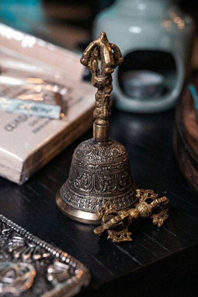 Namaruna Dorje (Vajra) din bronz și Clopot Tibetan - Set mic de meditație