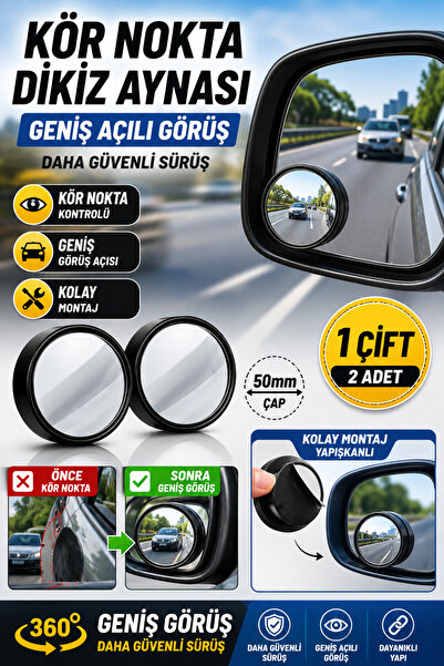 Hane Dostu 1 Çift Otomobil Kör Nokta Aynası Geniş Açılı Dikiz Aynası Yapışkan...