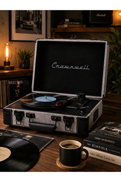 KOLAYEV Retro Bluetooth Pikap Ahşap Gövdeli Valiz Tipi Gramofon Plak Çalar 33...