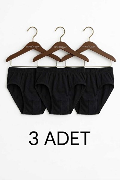 enmodaiçgiyim 3 Pieces Black 100% Cotton Men's Slip Briefs - Comfortable Fit,...