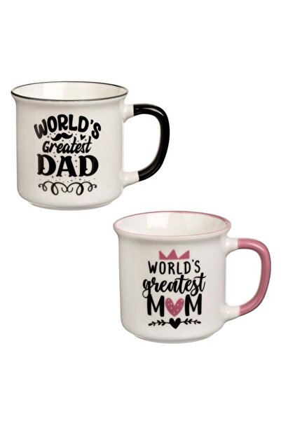 OEM Set 2 Căni Ceramice 340 ml Greatest Mom & Dad, Cadou pentru Cuplu