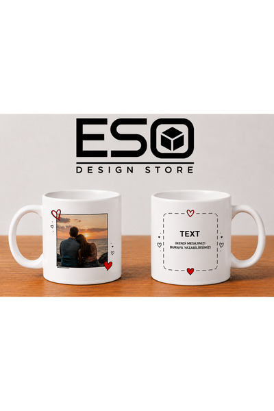 Eso Kişiye Özel Harfli Kupa Bardak - İsimli Porselen Kupa 11 Oz 330 ml