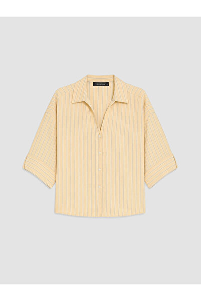 LC Waikiki Sarı Çizgili Oversize Kadın Gömlek