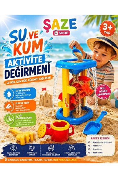 SAZE Su ve Kum Aktivite Değirmeni Oyuncak Seti 3+ Yaş – Duyusal Oyun, Plaj ve...